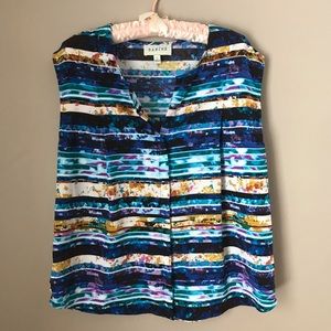 NWOT Sleeveless Vibrant Striped Short Sleeve Top